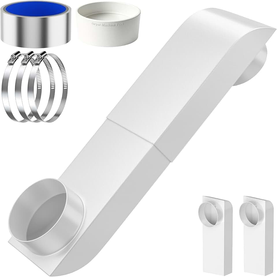 Upgraded Periscope Dryer Vent, 9.5–14.5 Inch Adjustable Low Profile Telescoping Dryer Vent Connector Kit, 4 Inch Flat Slim Duct Outlet for Whirlpool & Tight Narrow Spaces