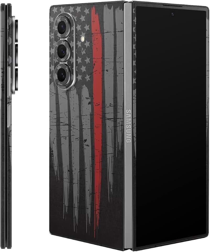 Phone Skin Compatible with Samsung Galaxy Z Fold 7 - Thin Red Line - Premium 3M Vinyl Protective Wrap Decal Cover - Easy to Apply | Crafted in The USA by MightySkins