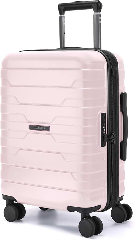 BAGSMART Carry-On Luggage 20" Expandable Spinner 22x14x9,Pink