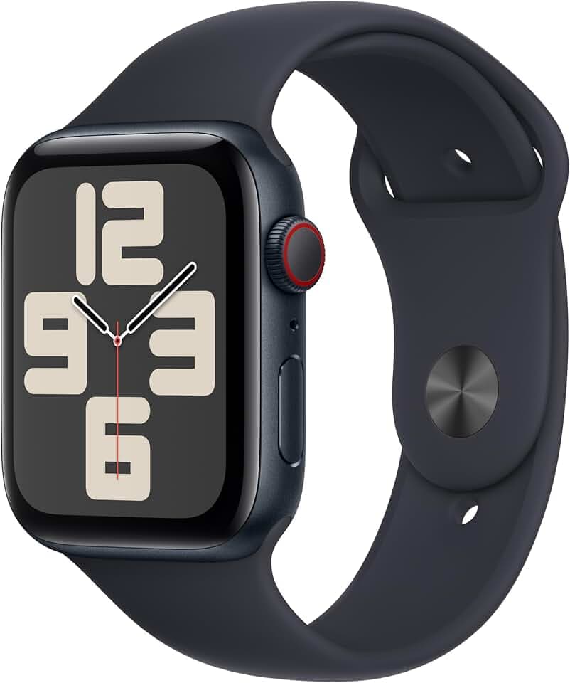 Apple Watch SE (2nd Gen) [GPS + Cellular 44mm] Smartwatch with Midnight Aluminum Case with Midnight Sport Band S/M. Fitness & Sleep Tracker, Crash Detection, Heart Rate Monitor