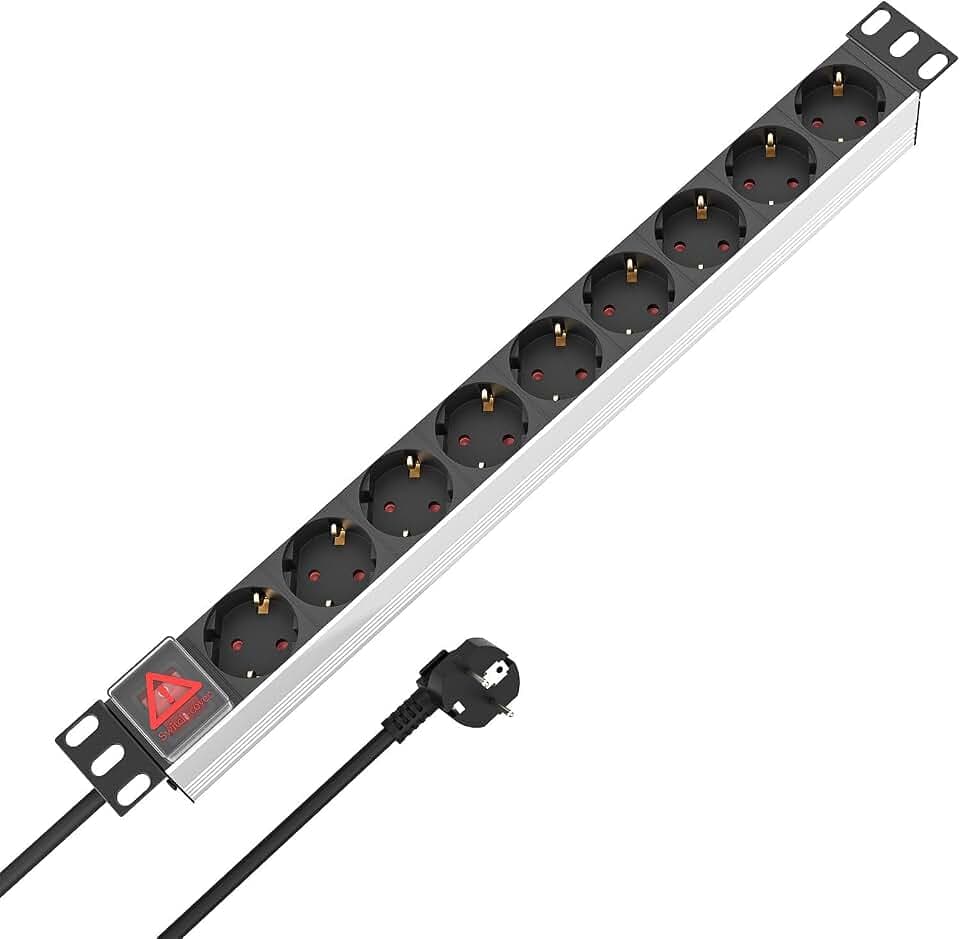 iwillink 19 Zoll Steckdosenleiste 9-Fach mit Schutzschalter, 2m