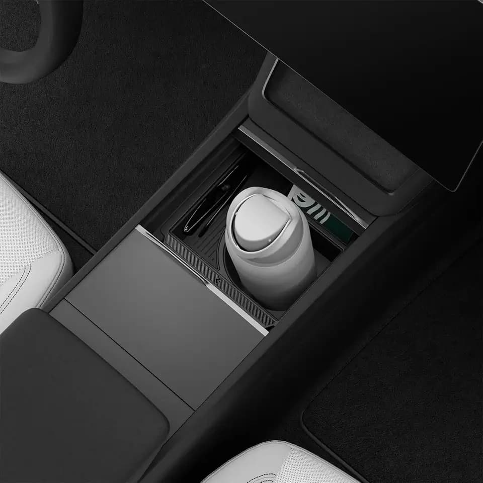Spigen Center Console Organizer [with Cup Holder & Sunglass Holder] for Tesla Model Y Juniper & Model Y L (Premium & Performance 2026/2025), Cup Holder Expander for 32oz 40oz Owala, Hydro Flask, Yeti