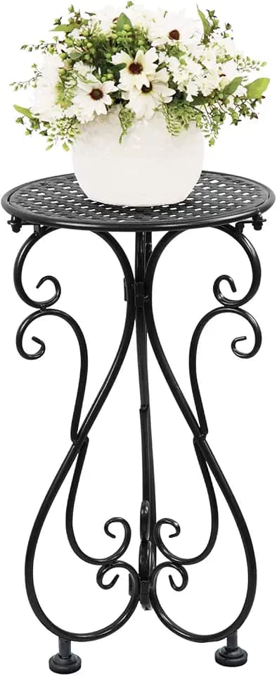 NAKUPE Plant Stand Indoor Outdoor, Metal Small Side Table 17" Tall, Black