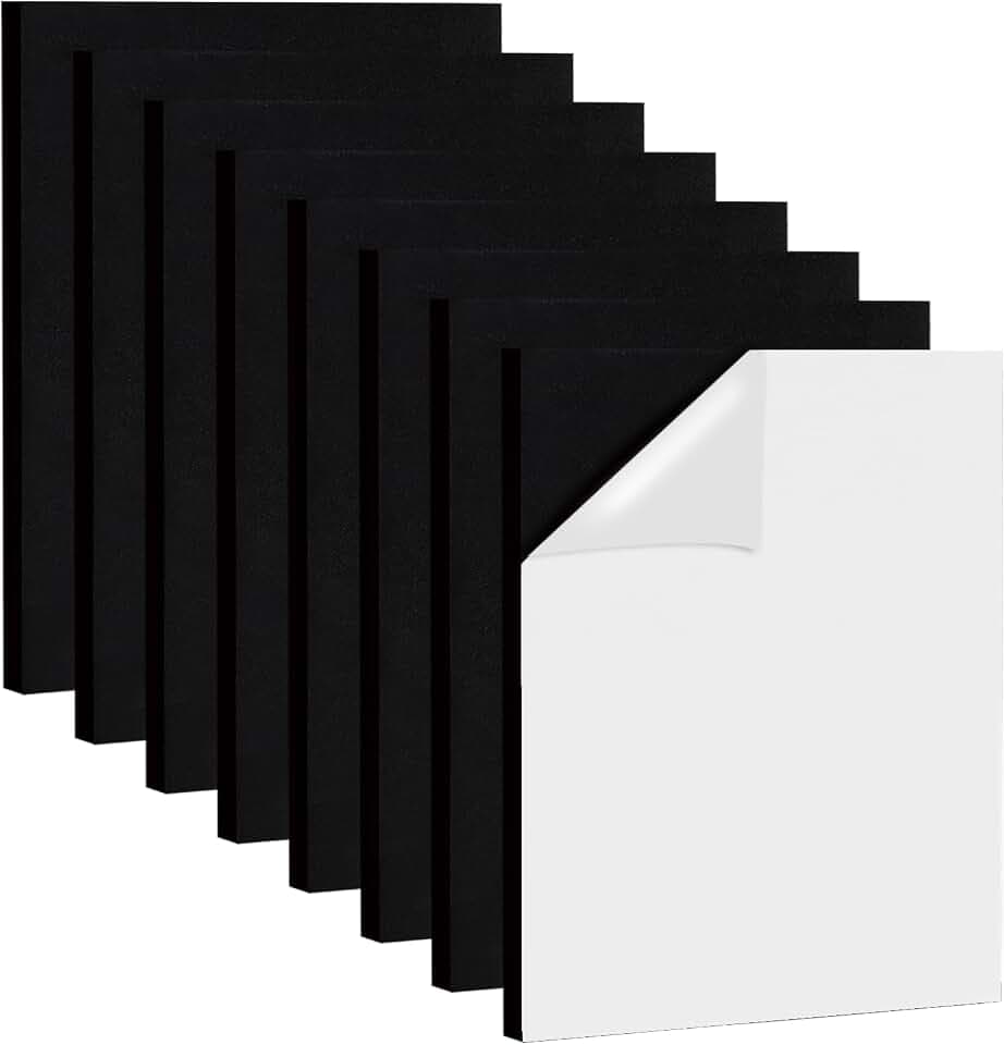 CYEER 8 Stück Moosgummi Selbstklebend 2cm – Extra Dicke EVA Schaumstoffmatte Schwarz (30x20cm) – Vibrationsdämpfer & Schallschutz für Möbel, Lautsprecher & Werkzeugkasten – DIY Polsterplatten