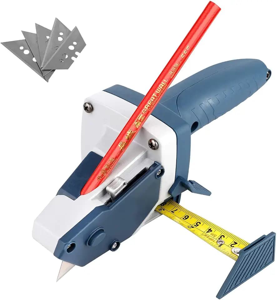 Gypsum Board Cutting Tool, with Measurement Scale, Carpenter Pencil, and 5 Blades - Professional Drywall Cutting Tools for Cardboard, Hardie Board, and Ceiling Tiles
