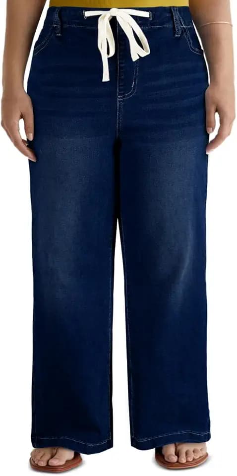 Eytino Women's Plus Size Wide Leg Jeans with Pockets