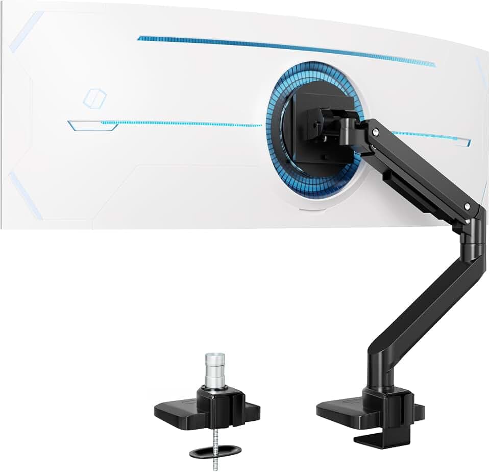 Monitor Halterung 1 Monitor Für 17-49 Zoll Flach & Curved Bildschirm, Robuster Gasfeder-Monitorhalterung Höhenverstellbar mit Neigungen, Erhöhte Tragfähigkeit von 2~20kg,VESA 75x75/100x100
