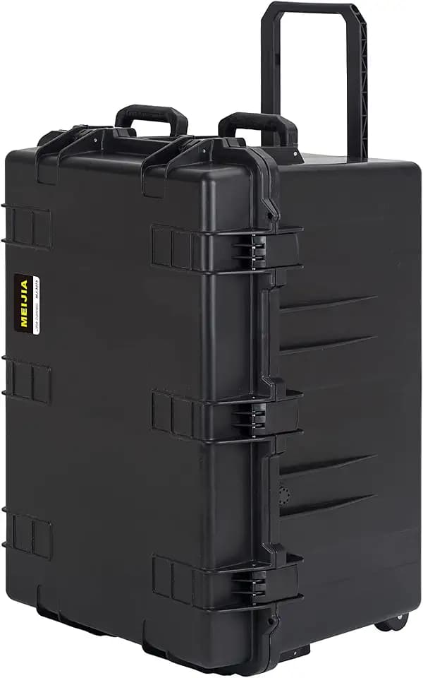 MEIJIA Premium Waterproof Large Rolling Hard Camera Case,Hard Protective Case with customizable fit foam and wheels,Full Protection with Light&Convenient Design,Elegant Black (33.25"X24.4"X19.3")