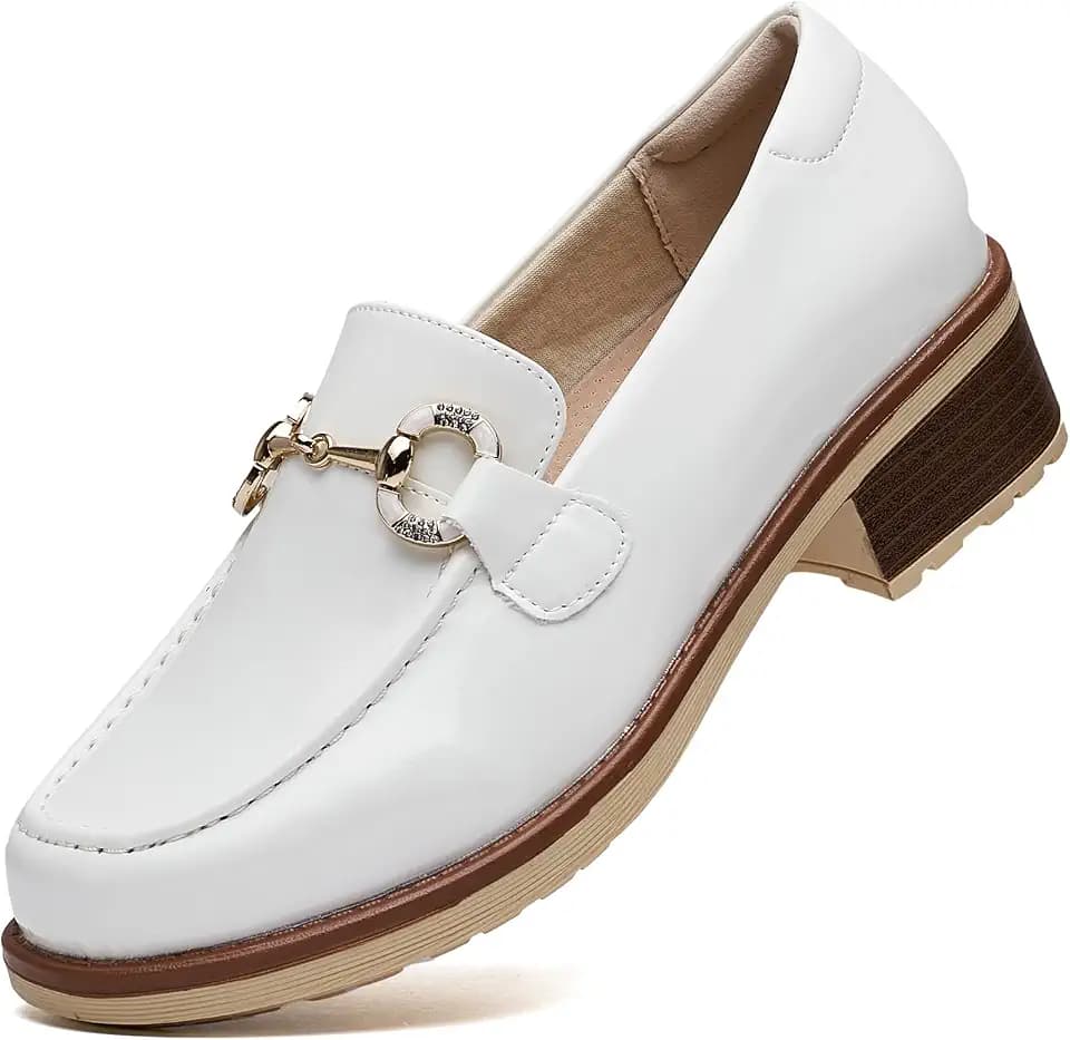 Women's Platform Chunky Loafers Slip-On Casual Dressy Shoes - Comfortable Lug Sole Work Office Casual Shoes