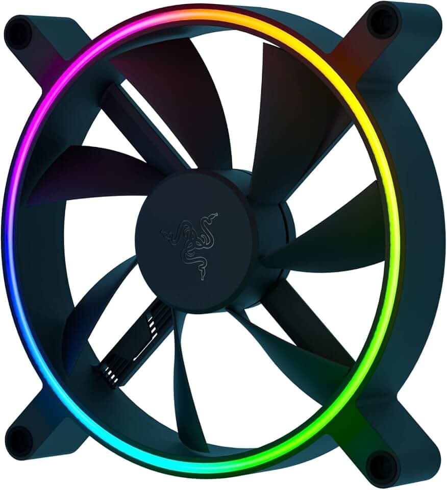 Razer Kunai Chroma - aRGB-PC-Hochleistungslüfter (Leise, leistungsstarke, Bis zu 8 Lüfter anschließen, Unterstützung für PWM-Lüftersteuerung, Razer Chroma) 1 Lüfter - 140MM