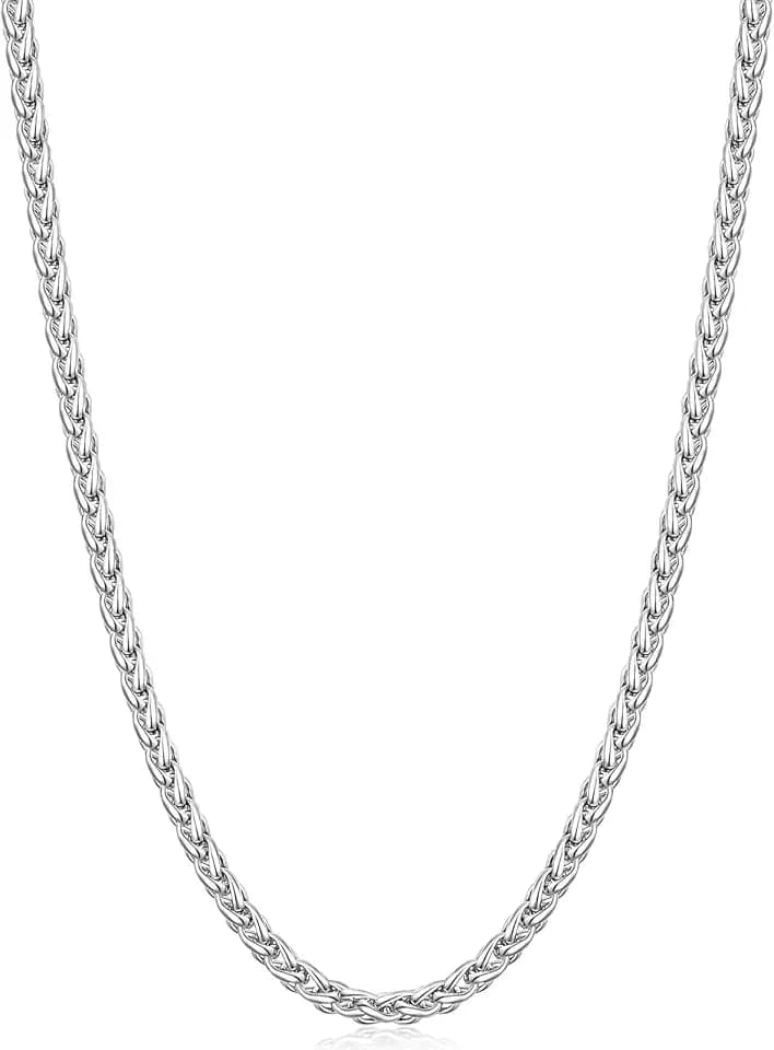 Fiusem Wheat Chains for Men and Women, Silver Tone/Black/14K Gold Plated