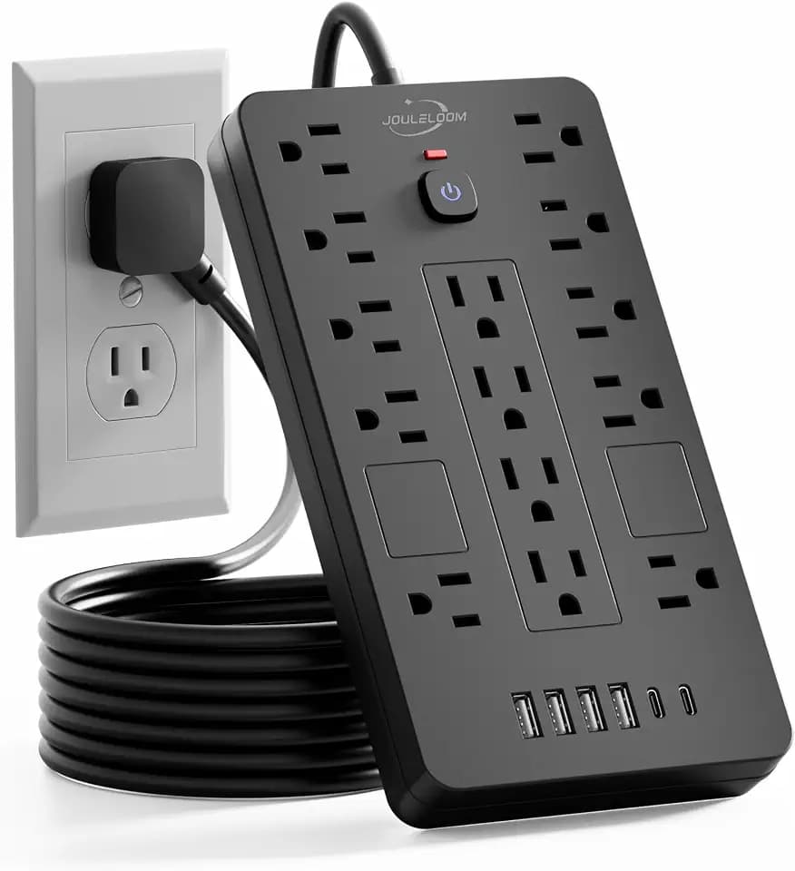 6 FT Extension Cord Surge Protector Power Strip, 14 Outlets & 6 USB Ports