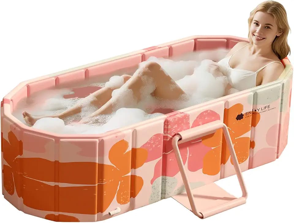 Portable Bathtub Foldable Bath Tub for Adults, ‎‎47.2"x21.6"x19.6"