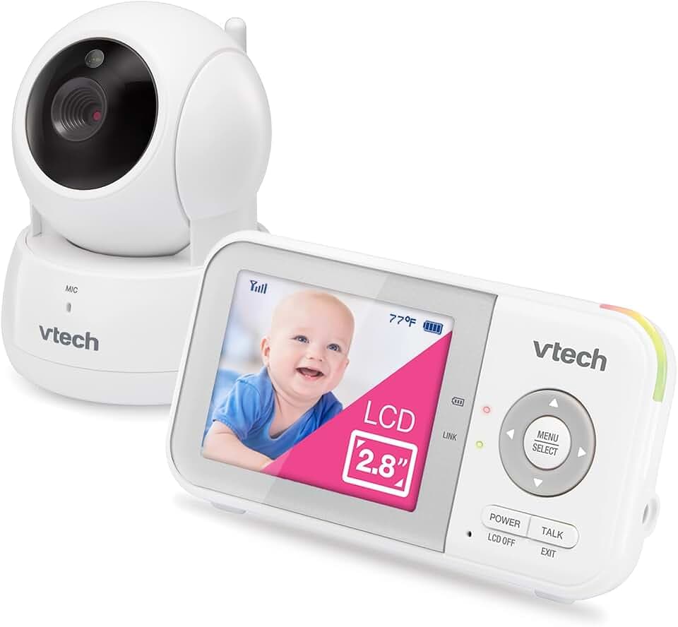 VTech Baby Monitor, No WiFi Secure Transmission – 19-Hour Battery, 2.8" Screen, Pan Tilt Zoom, Night Vision, 1000ft Range, Temperature Sensor, 2-Way Talk | VM923