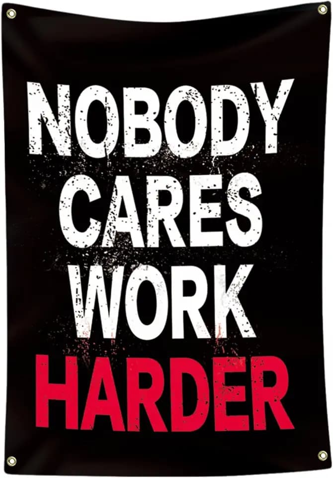 “NOBODY CARES WORK HARDER” Workout Banner Tapestry-3x5FT