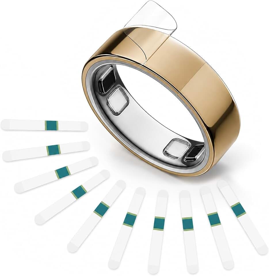 10 Pack Clear Protective Films Compatible with Oura Ring 5, 0.15mm Ultra-Thin Invisible Ring Skin, Crystal Clear Anti-Scratch Smart Ring Cover, Supports Charging, Bubble-Free Application