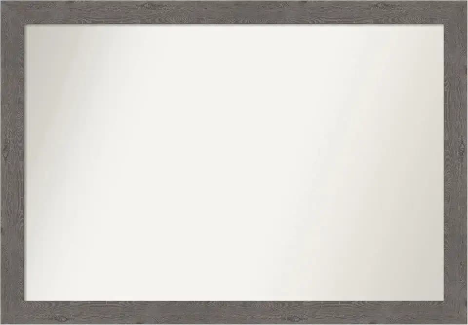 Amanti Art Grey Bathroom Mirror for Over Sink, 27x39 Rustic Plank Grey Narrow Rectangle Vanity Mirror, Large Country Rustic Frame, Hangs Horizonally and Vertically, Bathroom Wall Decor, Non-Beveled