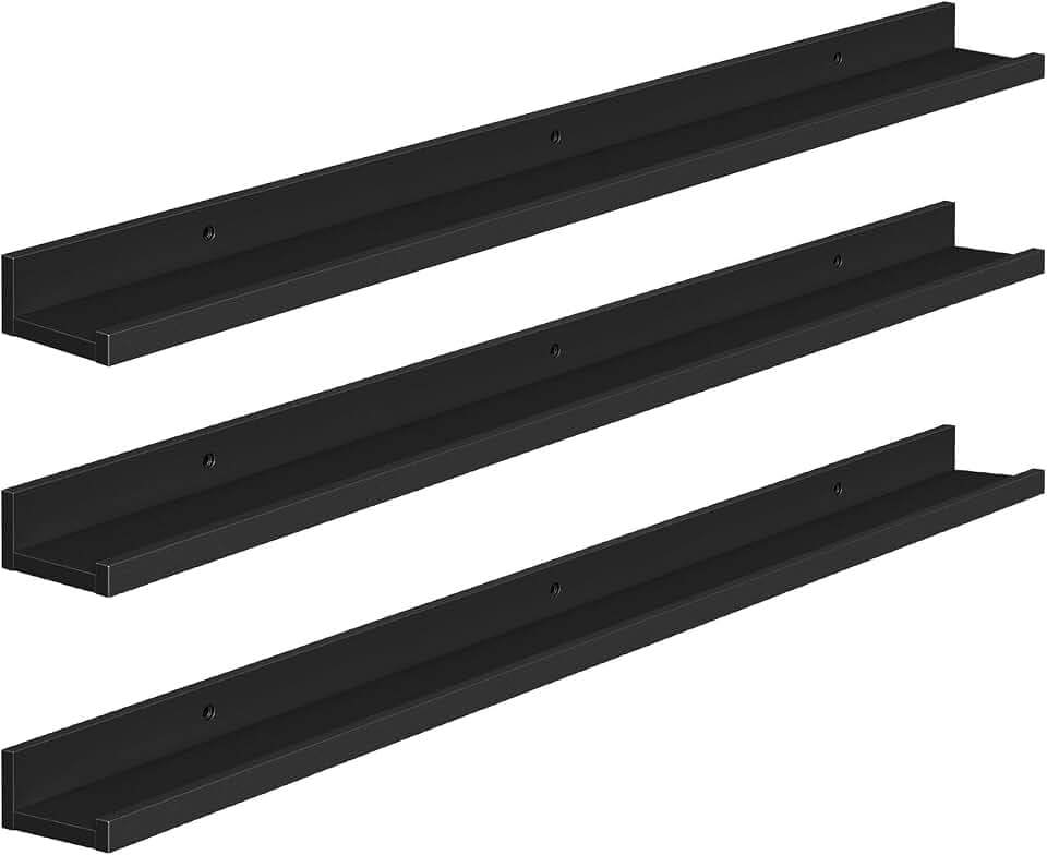 HOOBRO Wandregale, Schweberegale, Regal Wand 3er-Set, 90 cm Hängeregale mit erhöhten Kanten, Regalbrett für Badezimmer, Schlafzimmer, Küche, Büro, Wohnzimmerdekoration, Schwarz EBK90BJ01