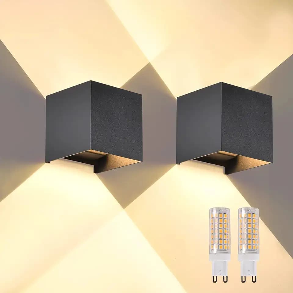 G9 LED Wandleuchte, Up & Down, 9W, 3000K, 2er-Set, Schwarz
