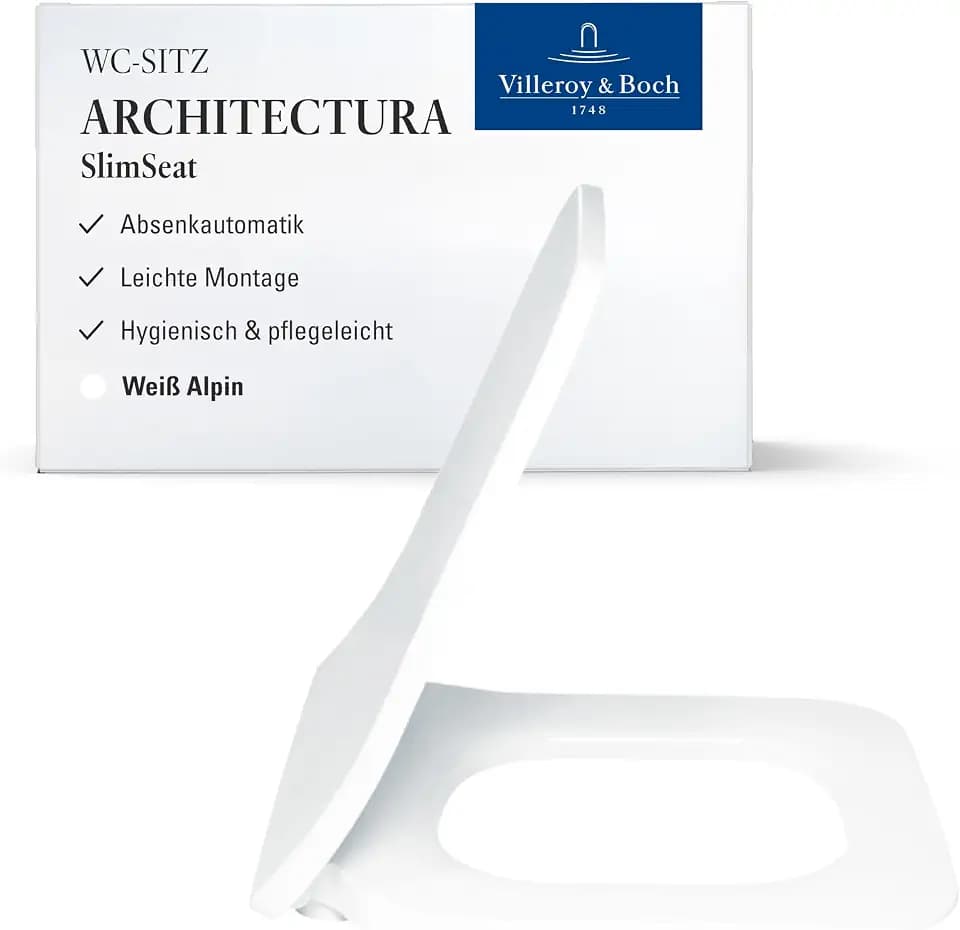 Villeroy & Boch Architectura WC-Sitz SlimSeat, eckig – Weiß Alpin, glänzend