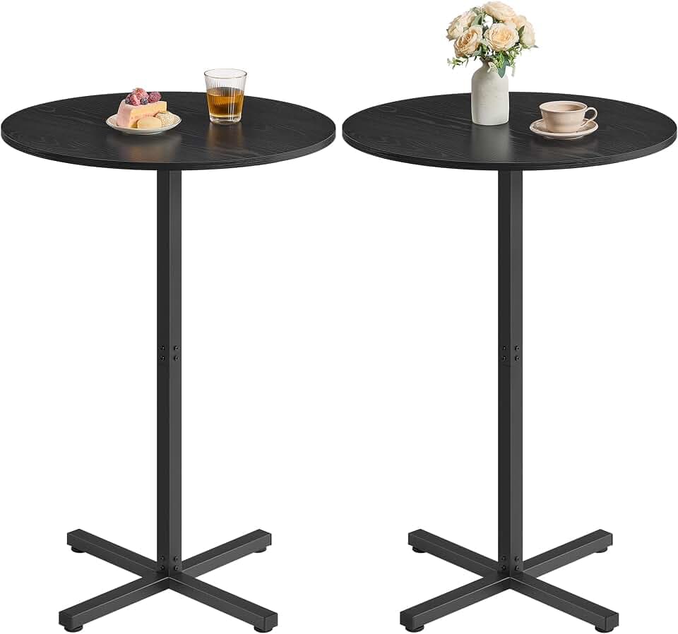 VASAGLE Round Bar Table Set of 2, Cocktail Table, Metal Frame