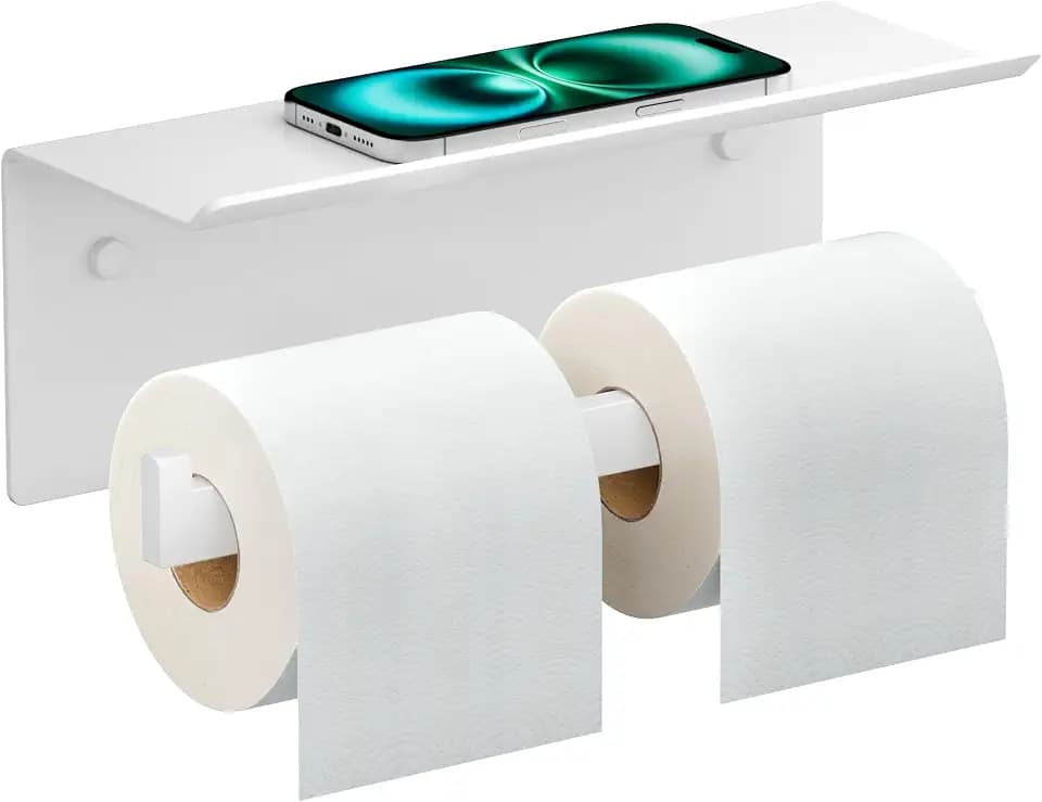 FORIOUS Toilet Paper Holder with Shelf, Commercial Toilet Paper Dispenser