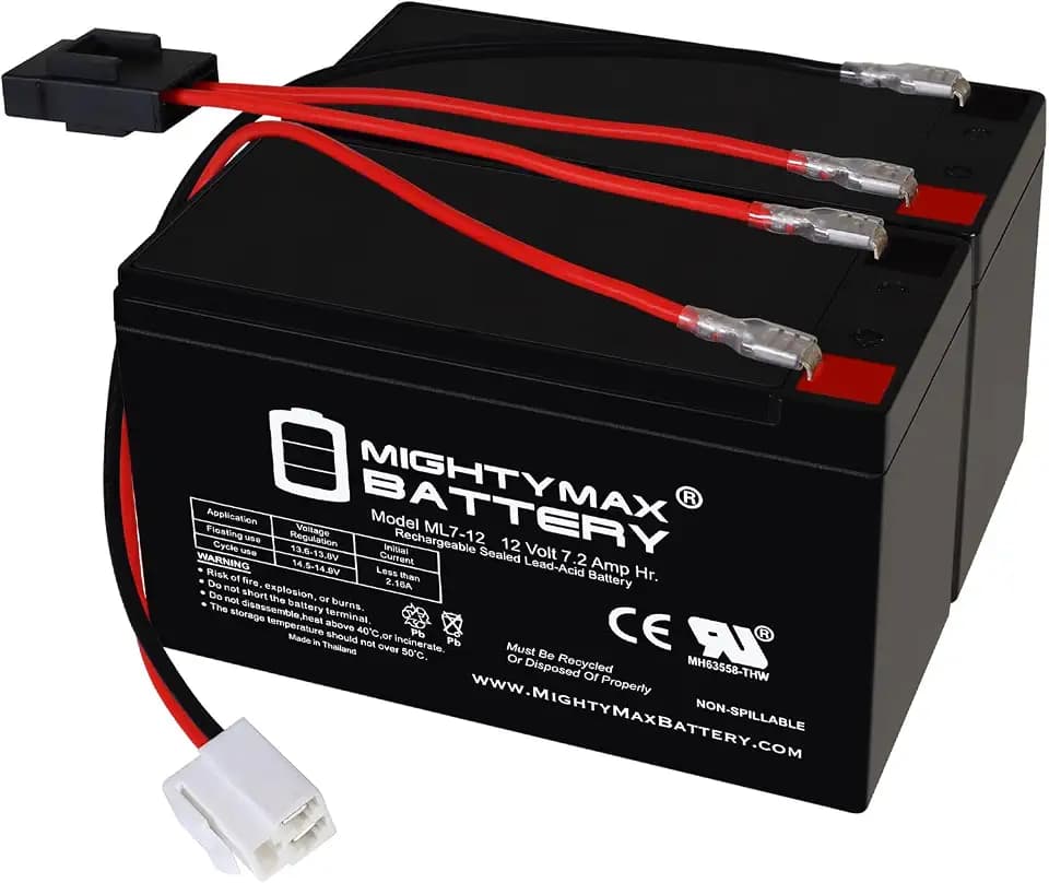 Mighty Max Battery Extended Range Drop in Replacement for 12v Razor Scooter ride on toy 7ah battery kit and harness