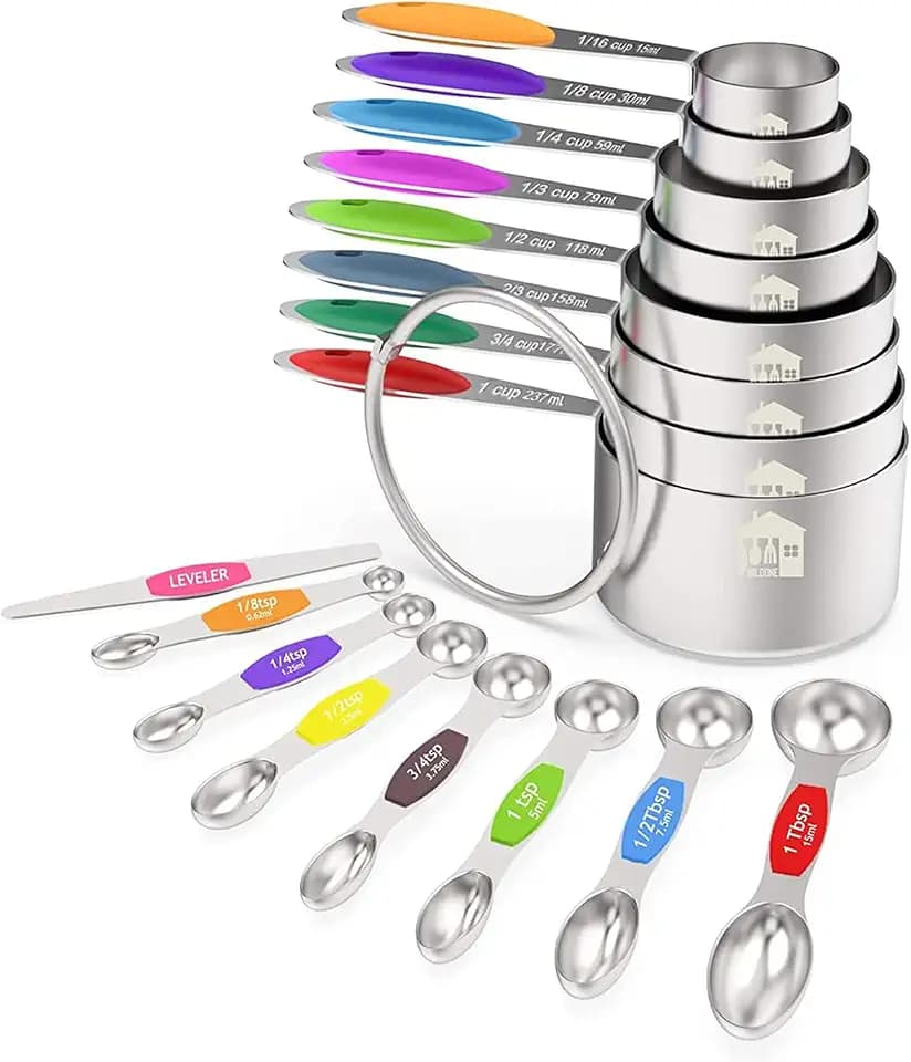 Wildone Stainless Steel Measuring Cups and Spoons Set of 16