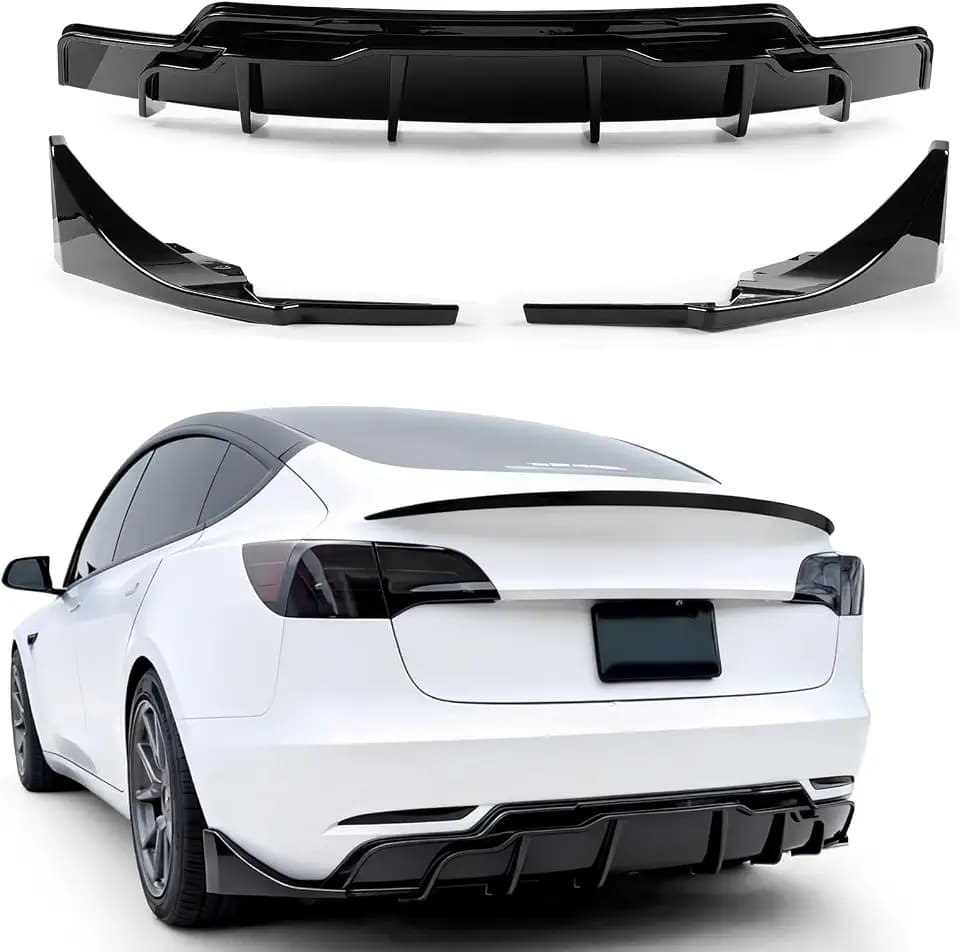 Rear Diffuser for 2017-2023 Tesla Model 3 Gloss Black