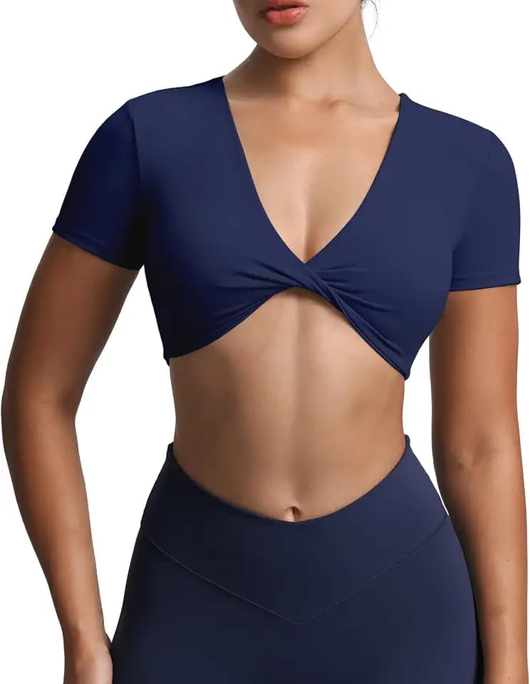Aoxjox Women's Sienna Short Sleeve Crop Tops