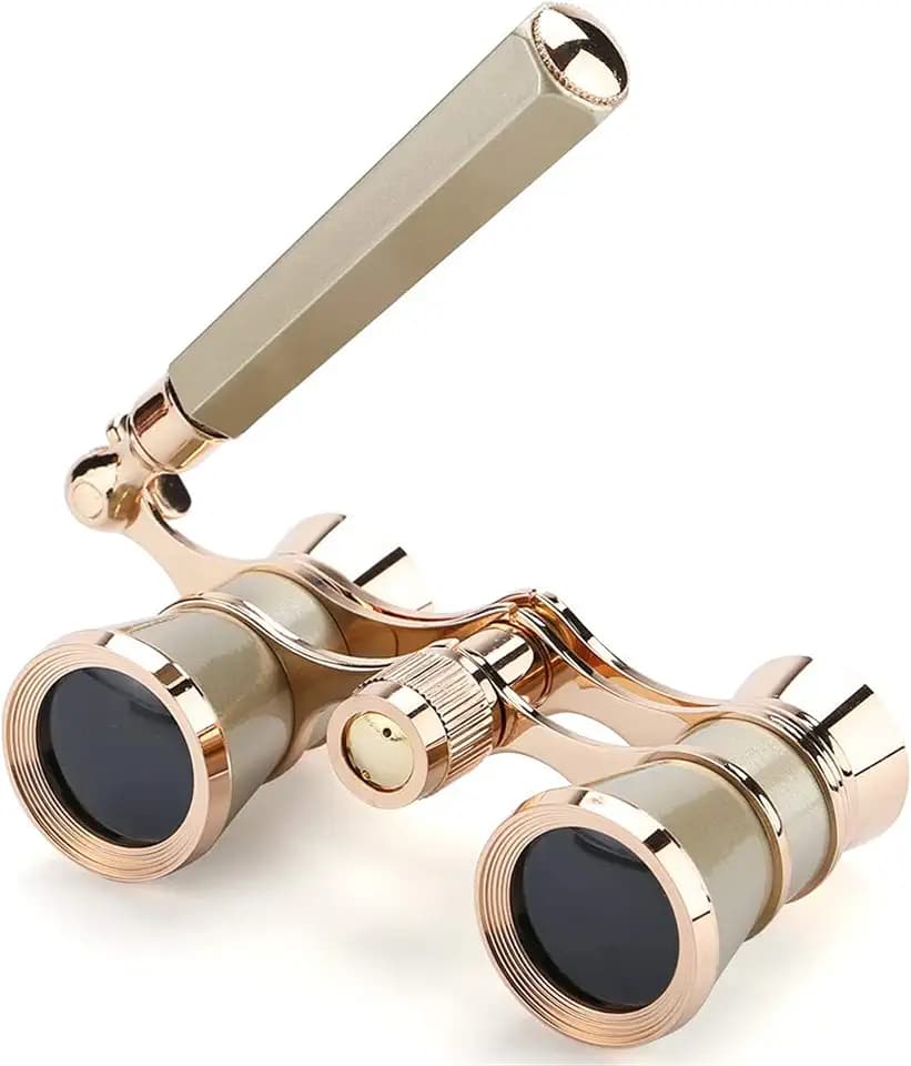 Aroncent Fernglas 3 X 25 kompakte Ferngläser mit Griff Damen Metall Teleskop für Wandern Sightseeing Oper Match, Gold