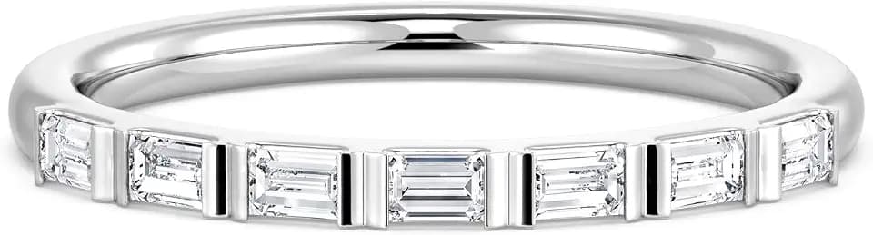 MSBLUE® 7-Stone Baguette Cut Moissanite Wedding Ring