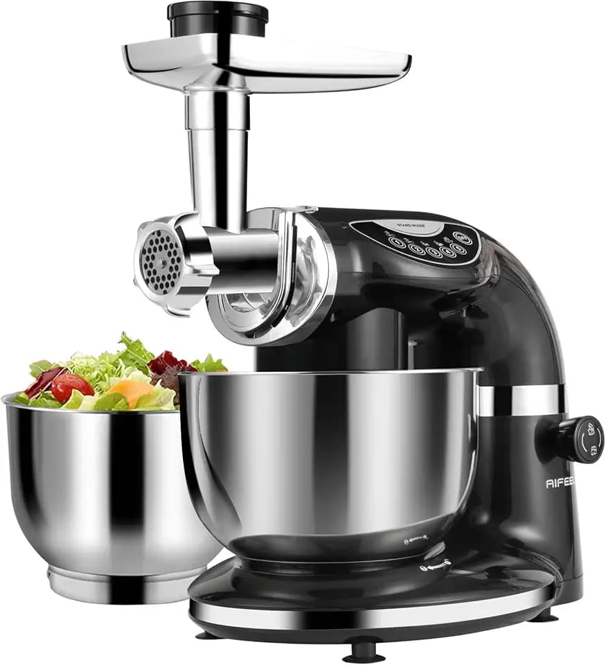 Stand Mixer, 8.5QT+ 6QT Two Stainless Steel Bowls Electric Food Mixer Black