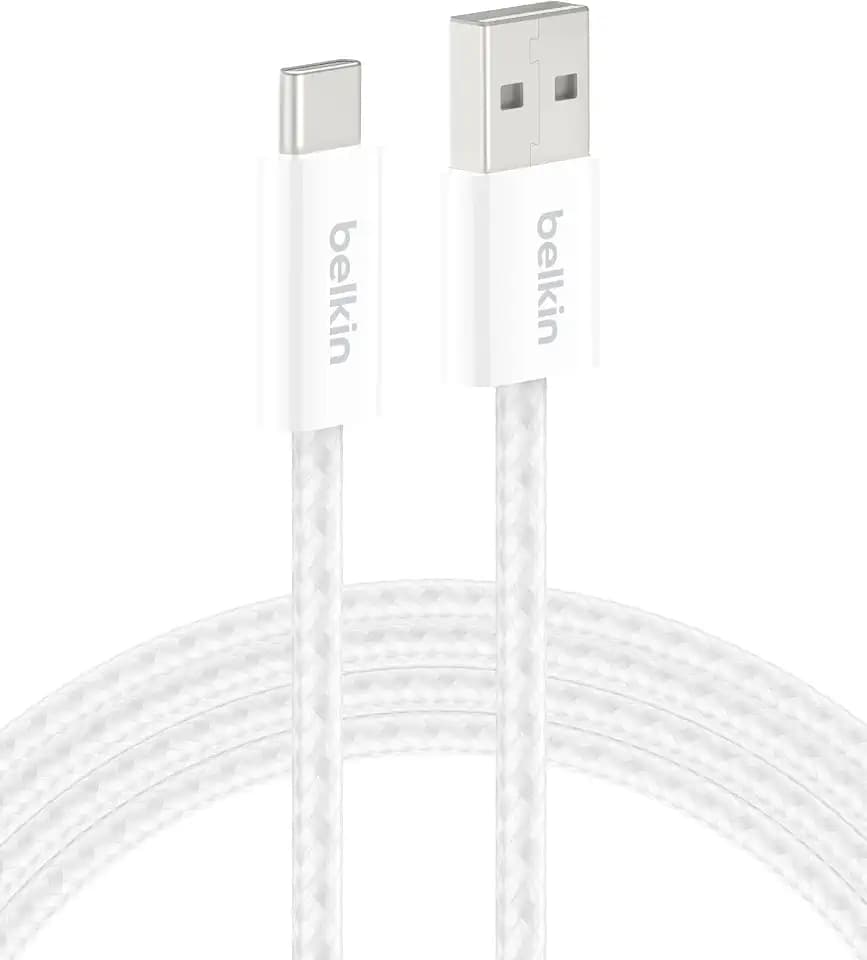 Belkin USB A to USB C 15W Braided Cable 6.6ft iPhone Charger Cord