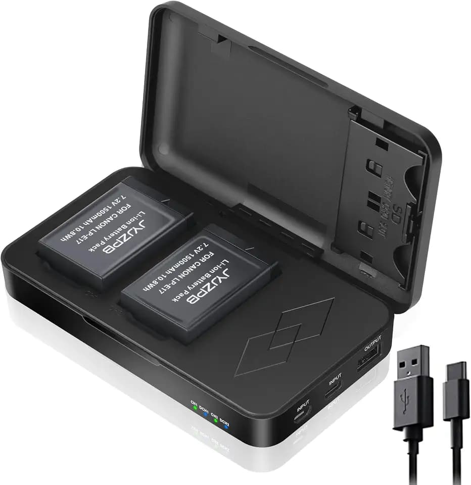 JYJZPB 2 Pack LP-E17 Batteries with Upgraded Dual Battery Charger
