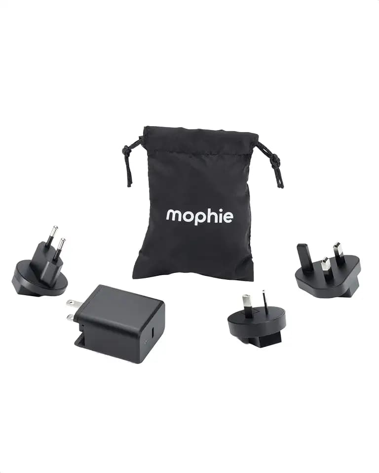 Mophie Speedport 40 Travel USB-C GaN Charger - 40W European Travel Plug Adapter for Phones, Tablets, Laptops, International Power Adapter with UK EU AU Plugs, Folding Prongs & Pouch