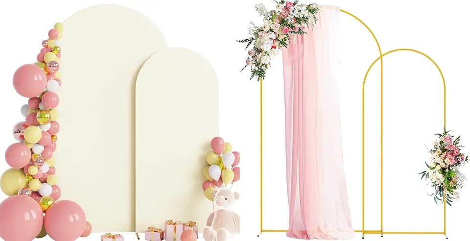 Wokceer Arch Backdrop Stand and Cover Set of 2, 7.2FT,6FT Arch with Cover