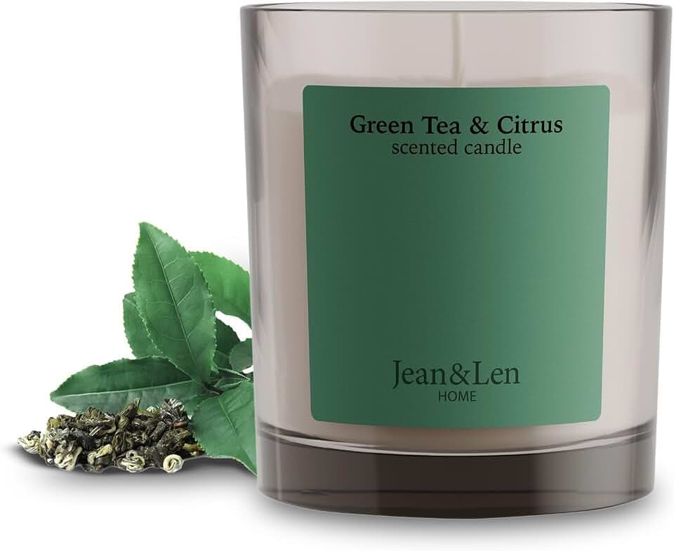 Jean & Len Scented Candle Green Tea & Citrus, vegan, 195 g