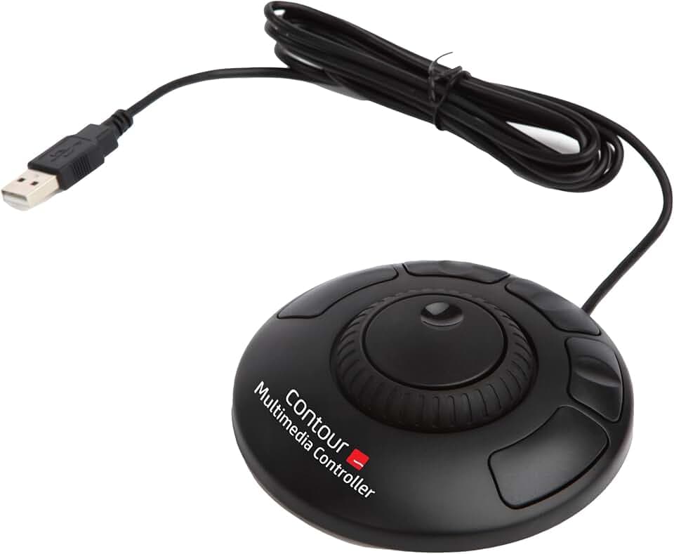 Contour Multimedia Controller Xpress | Ergonomisches Jog Wheel für Video/Music/Bildbearbeitung | USB-Multimedia Controller für PC + Mac | 5 programmierbare Tasten | Jog-Ring mit 7 Geschwindigkeiten