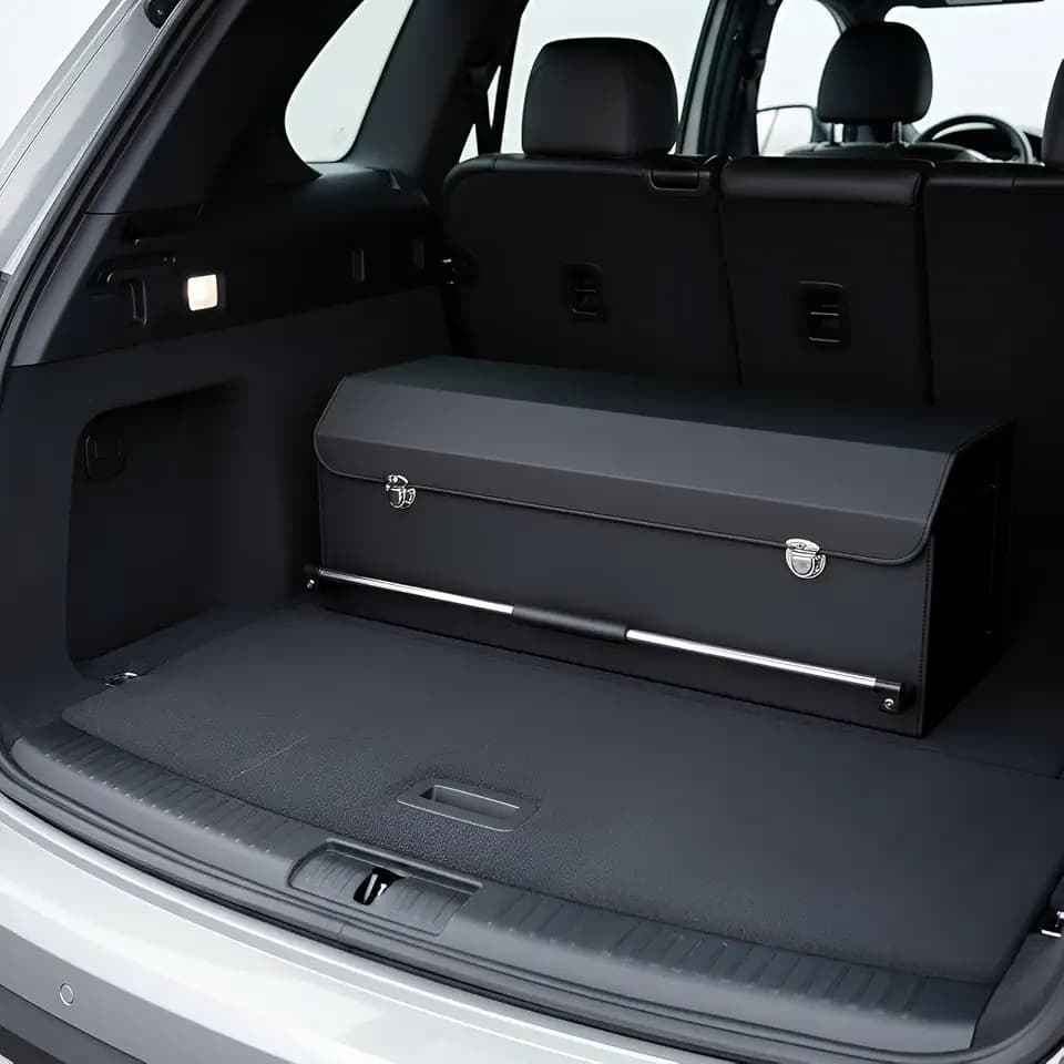 Car Trunk Organizer Leather Car Trunk Storage Organizer with Lid
