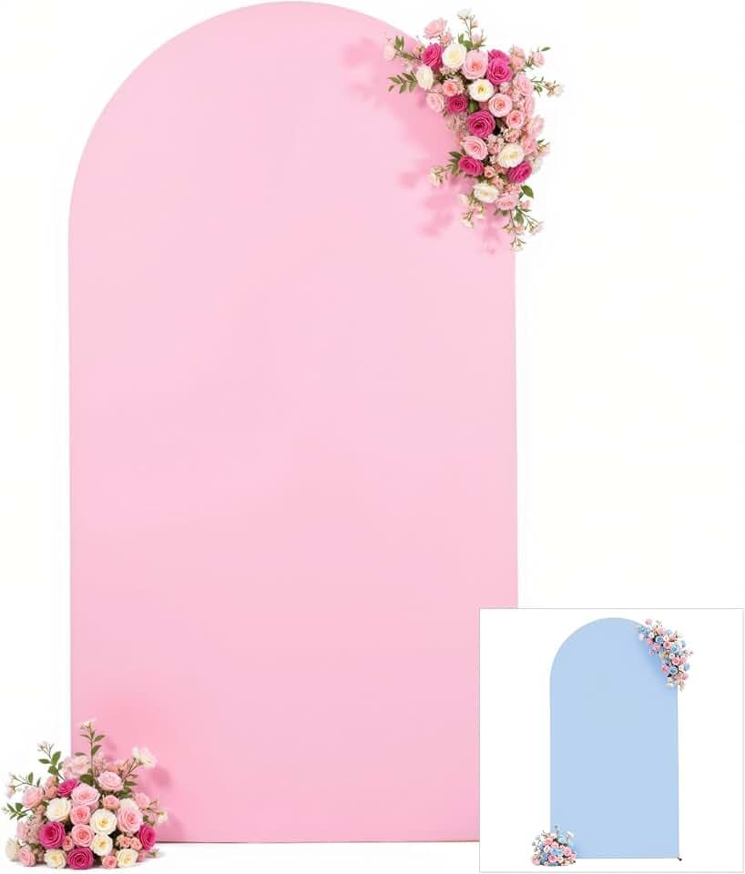 7.2ft Pink and Blue Arch Backdrop Cover Spandex Gender Reveal Arch Cover for Baby Shower Birthday Party Balloon Arch Backdrop Stand Cover for Wedding Photo Arch Covers Stretchy Backdrop Background