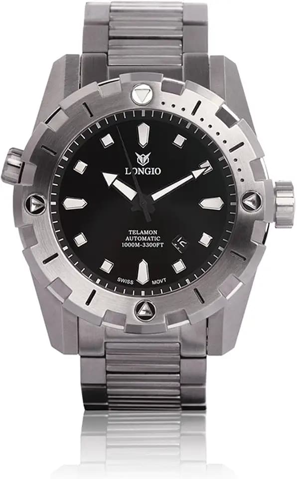 LONGIO Telamon Swiss Automatic Watch,1000m Dive Watch,47mm Large Mens Watch