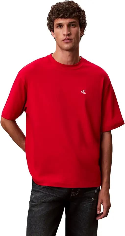 Calvin Klein Mens Relaxed Fit Monogram Logo Crewneck T-Shirt