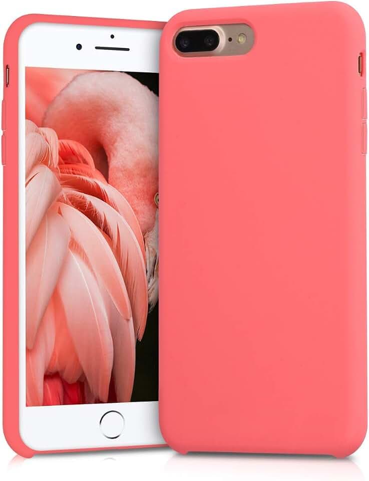 kwmobile Handyhülle für Apple iPhone 7 Plus/iPhone 8 Plus Hülle - Case Silikon - Kabelloses Laden - Schutzhülle Cover in Neon Koralle