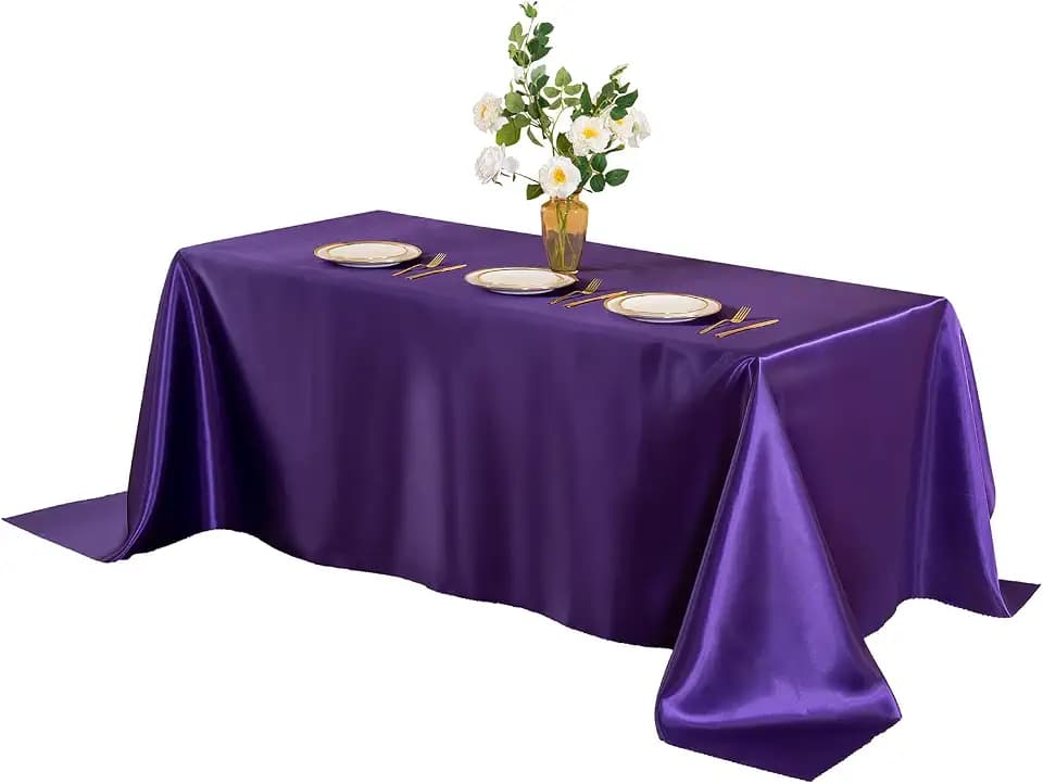 Horbaunal Purple Satin Tablecloth 60 x 102 Inches