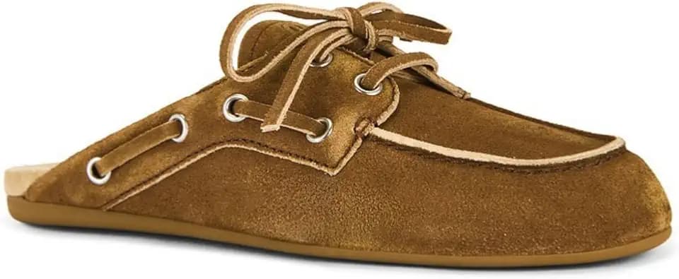 Clogs for Women Mule Flat Backless Loafer Shoes Round Closed Toe Slip On Boat Shoes Mule Slides Casual Slipper