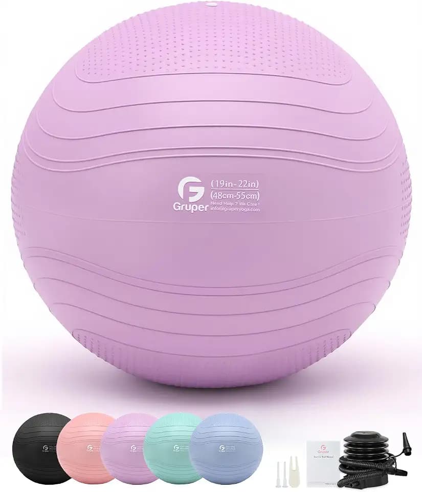 Gruper Yoga Ball, Extra Thick Exercise Ball for Workout Pregnancy Stability