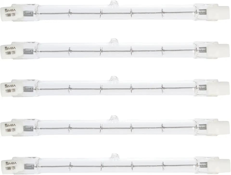 Simba Lighting Halogen R7S 118mm T3 500W Dimmable 7500lm 120V 2700K, 5 Pack