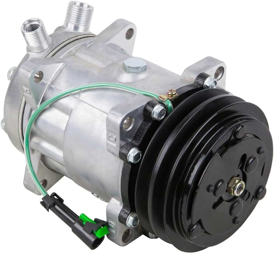 AC Compressor & 125mm Double V-Belt A/C Clutch Replaces Sanden SD7H15HD 4652 7824 8061 24v - BuyAutoParts 60-02107NA New