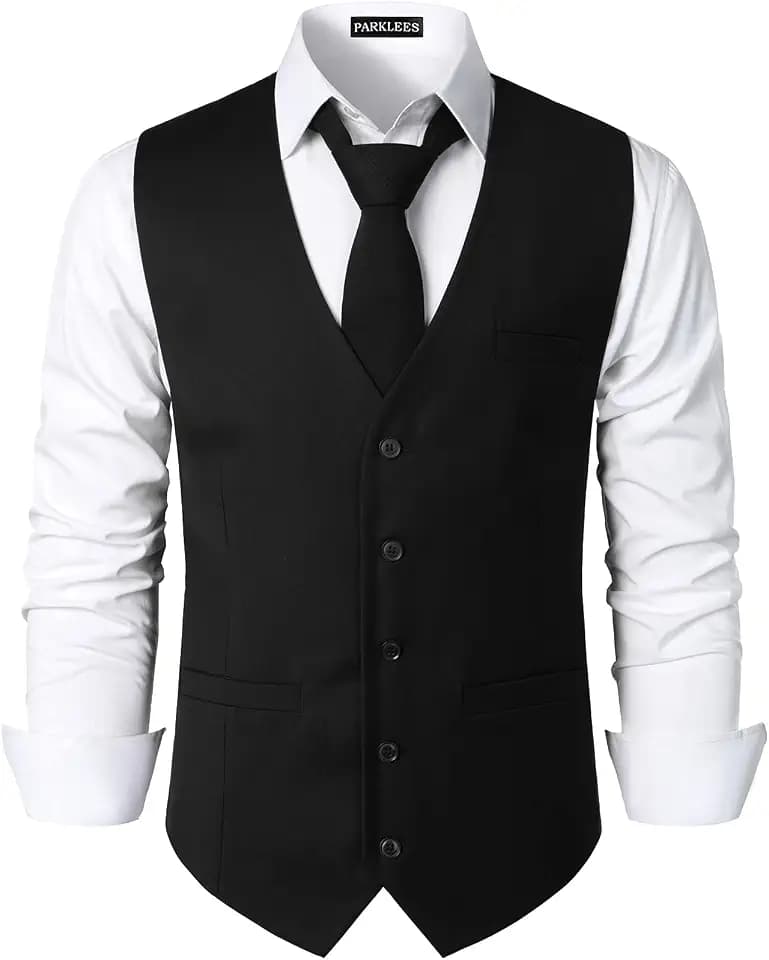 PARKLEES Herren Hipster Urban Design Business formelle Weste Slim Fit Anzug Smoking Kleid Weste